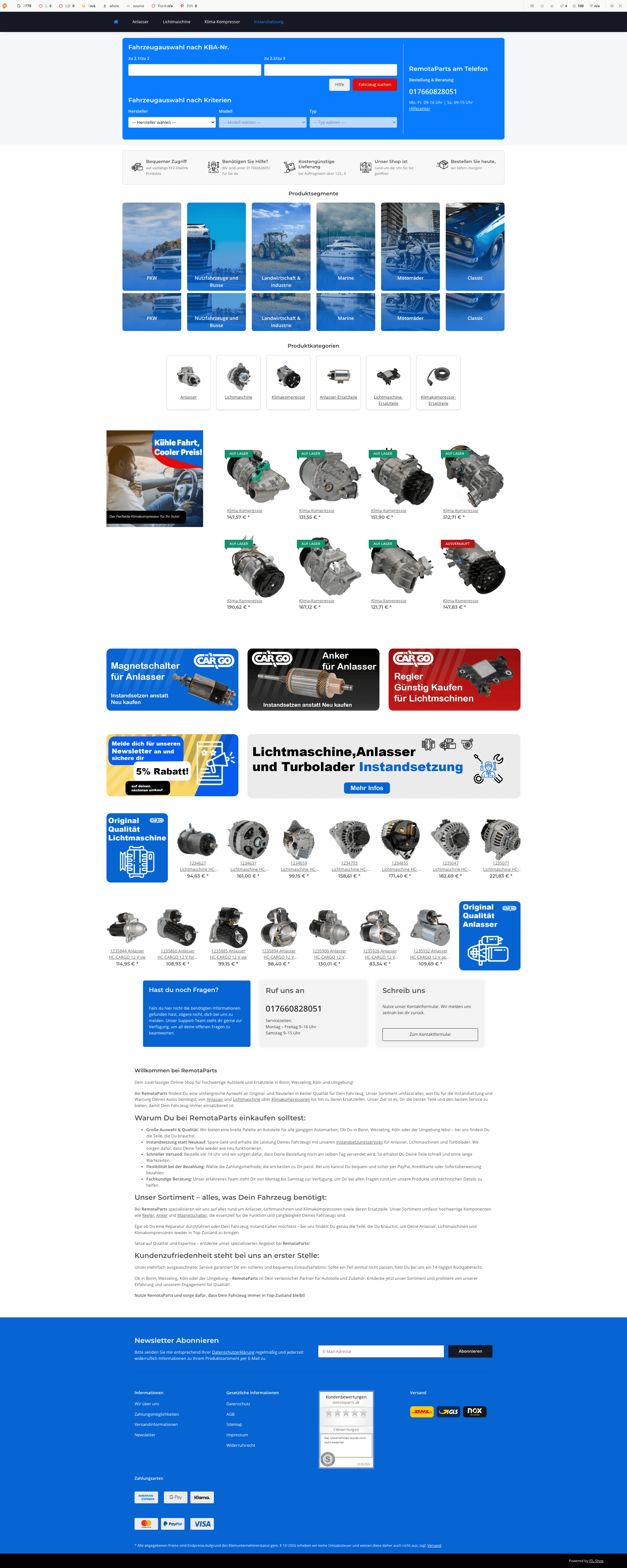 RemotaParts | Dein zuverlässiger Online-Shop für hochwertige Autoteile und Ersatzteile in Bonn, Wesseling, Köln und Umgebung!