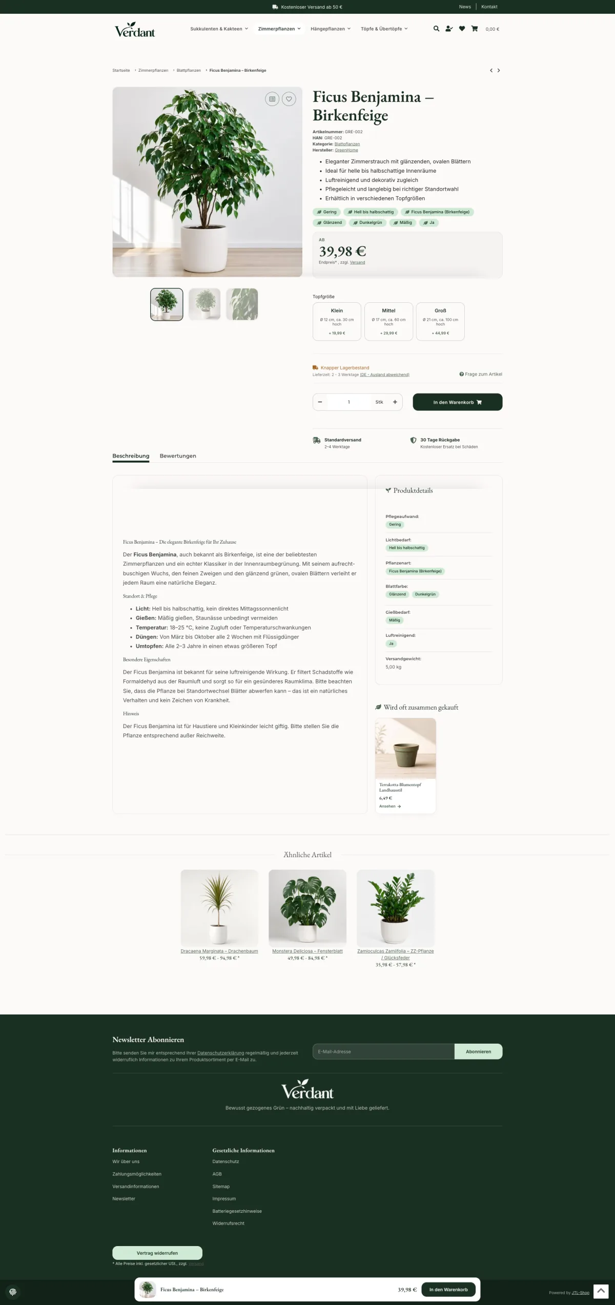 Verdant – Produktseite